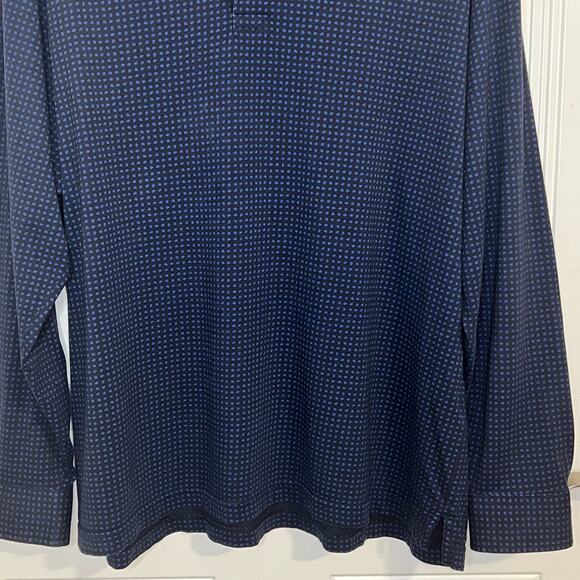 Cremieux Men's Classic Polo Shirt Size XL Black/Blue Polka Dot Long Sleeve - Picture 10 of 14